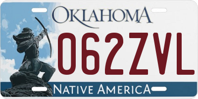 OK license plate 062ZVL