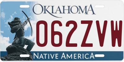 OK license plate 062ZVW
