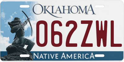 OK license plate 062ZWL