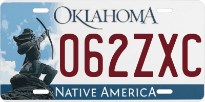 OK license plate 062ZXC