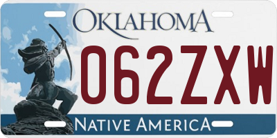OK license plate 062ZXW