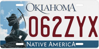 OK license plate 062ZYX