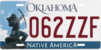 OK license plate 062ZZF