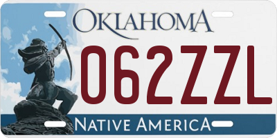 OK license plate 062ZZL