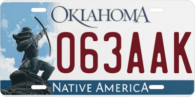 OK license plate 063AAK