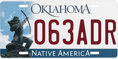 OK license plate 063ADR