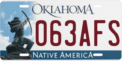 OK license plate 063AFS