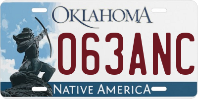 OK license plate 063ANC