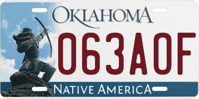 OK license plate 063AOF
