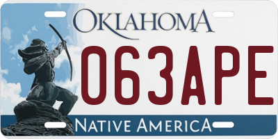 OK license plate 063APE