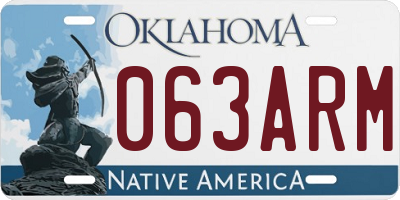 OK license plate 063ARM
