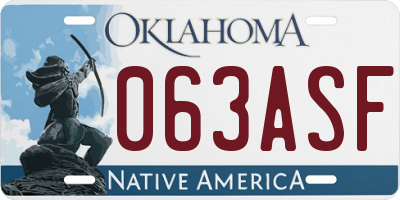 OK license plate 063ASF