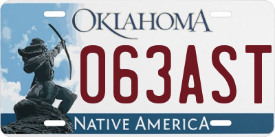 OK license plate 063AST