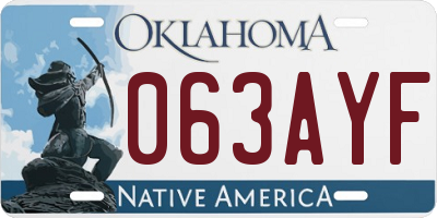 OK license plate 063AYF