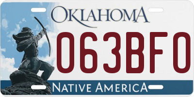 OK license plate 063BFO