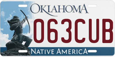 OK license plate 063CUB