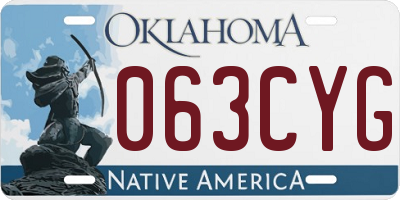 OK license plate 063CYG