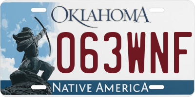OK license plate 063WNF