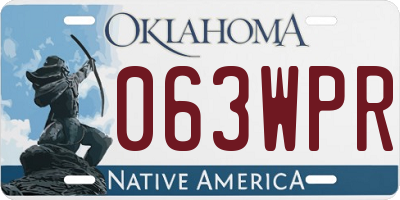 OK license plate 063WPR