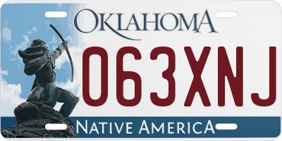 OK license plate 063XNJ