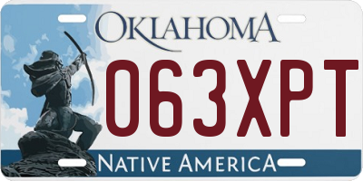 OK license plate 063XPT