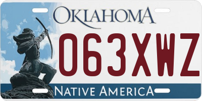 OK license plate 063XWZ