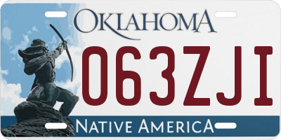 OK license plate 063ZJI
