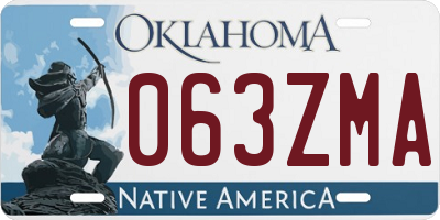 OK license plate 063ZMA