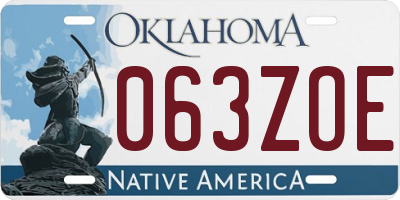 OK license plate 063ZOE