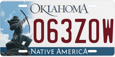 OK license plate 063ZOW