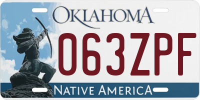 OK license plate 063ZPF