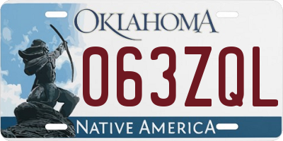 OK license plate 063ZQL