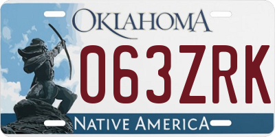OK license plate 063ZRK
