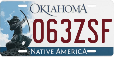 OK license plate 063ZSF