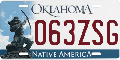 OK license plate 063ZSG