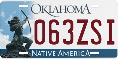 OK license plate 063ZSI