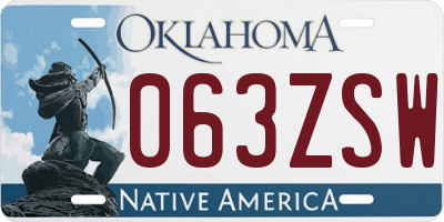 OK license plate 063ZSW
