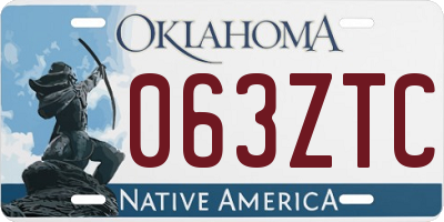OK license plate 063ZTC