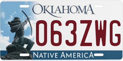 OK license plate 063ZWG