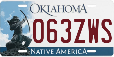 OK license plate 063ZWS