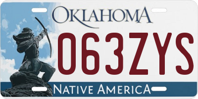 OK license plate 063ZYS