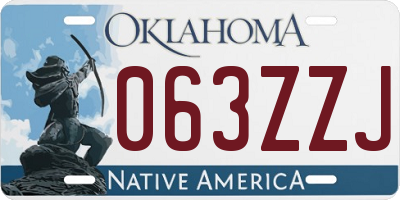 OK license plate 063ZZJ