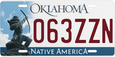 OK license plate 063ZZN