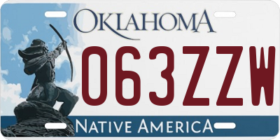 OK license plate 063ZZW