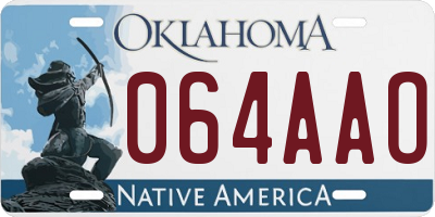 OK license plate 064AAO