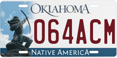 OK license plate 064ACM