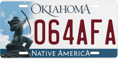 OK license plate 064AFA