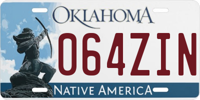 OK license plate 064ZIN