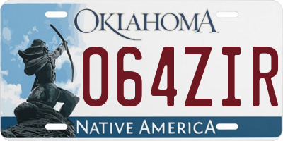 OK license plate 064ZIR
