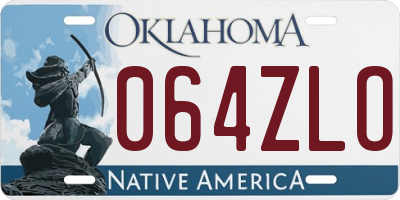 OK license plate 064ZLO